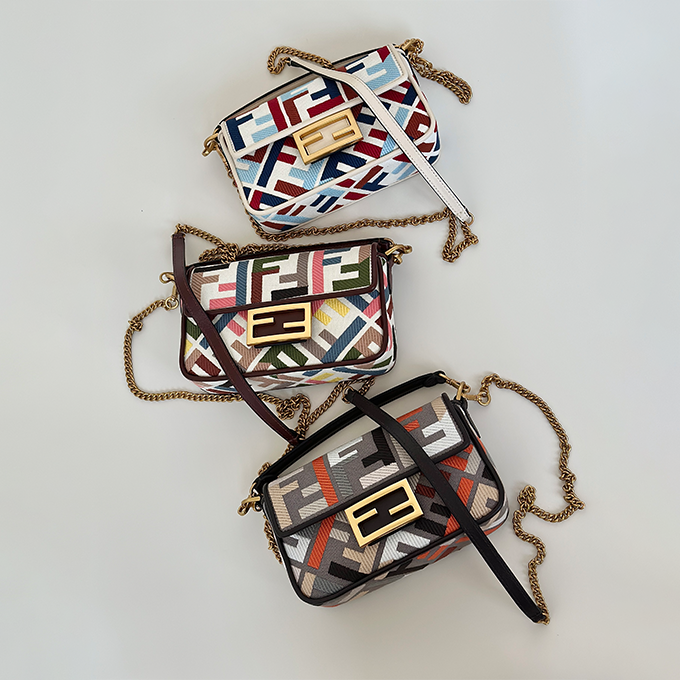 fendi baguette mini embroidered shoulder handbag